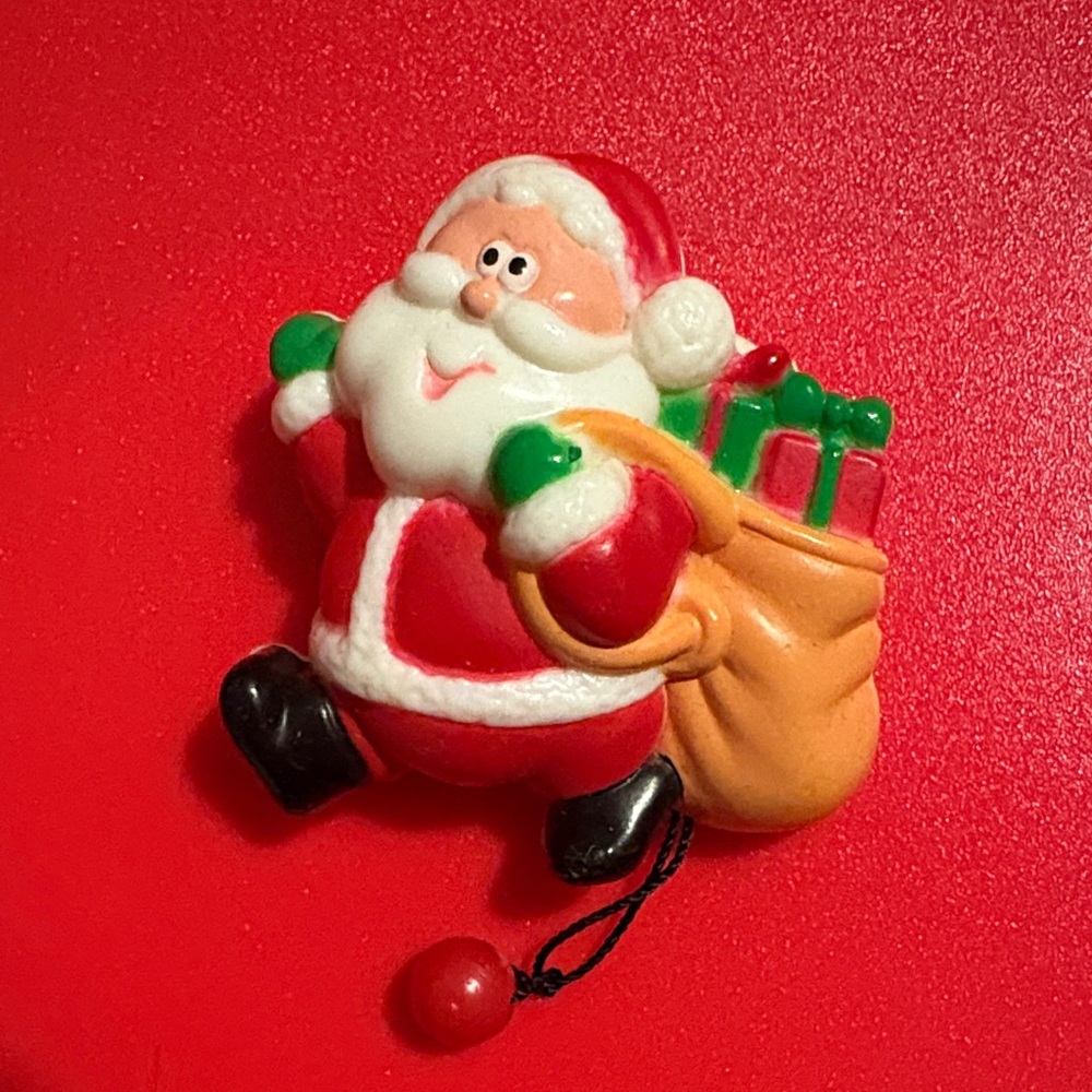 Russ Santa Brooch with Red and Green Accents